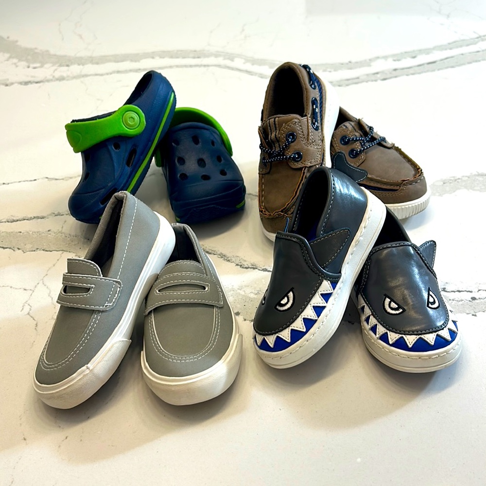 4 pairs of Toddler slip on shoes Sizes 5,6,7